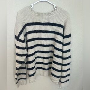 H&M Navy and Cream Striped Sweater Size XXL